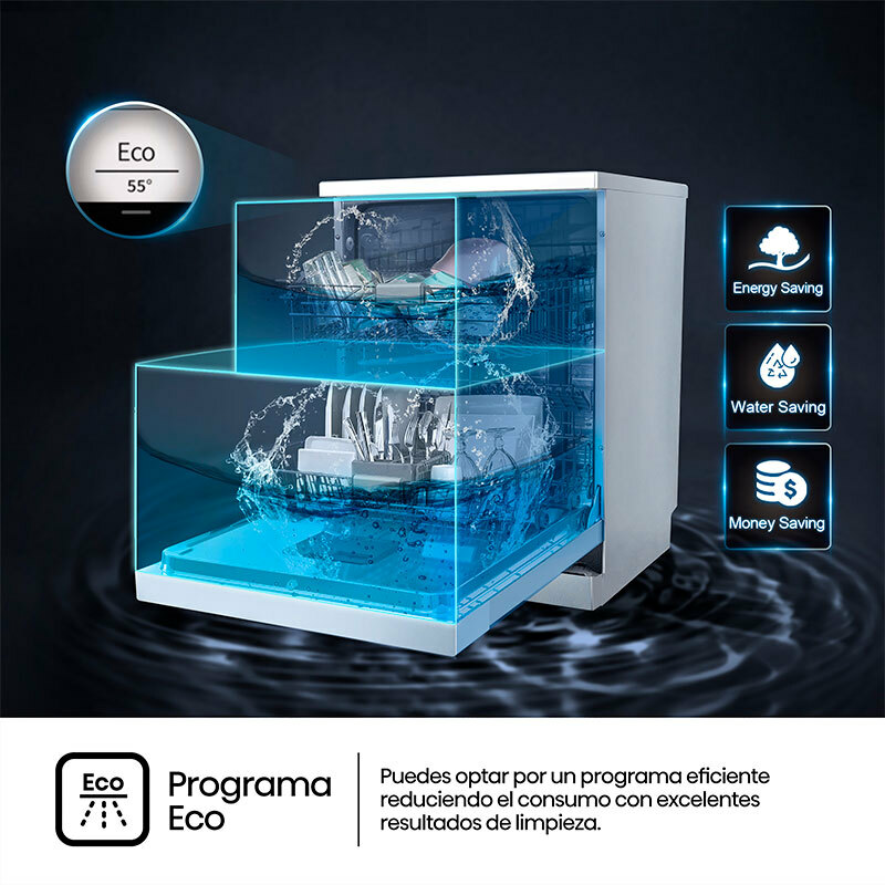 Lavavajillas 60 cm Hisense HS642C60W – 14 servicios, Apertura automática, Clase C