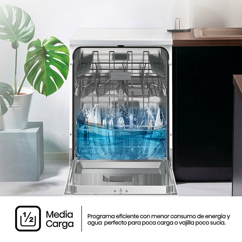 Lavavajillas 60 cm Hisense HS642C60W – 14 servicios, Apertura automática, Clase C