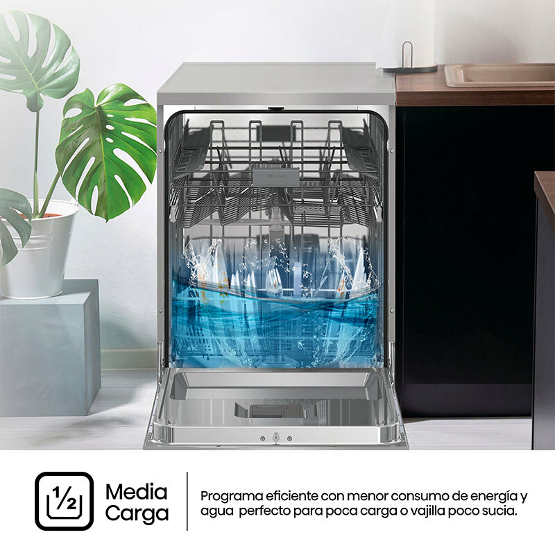 Lavavajillas Hisense HS642C60X – 14 servicios, Programas Auto/Eco, Apertura automática