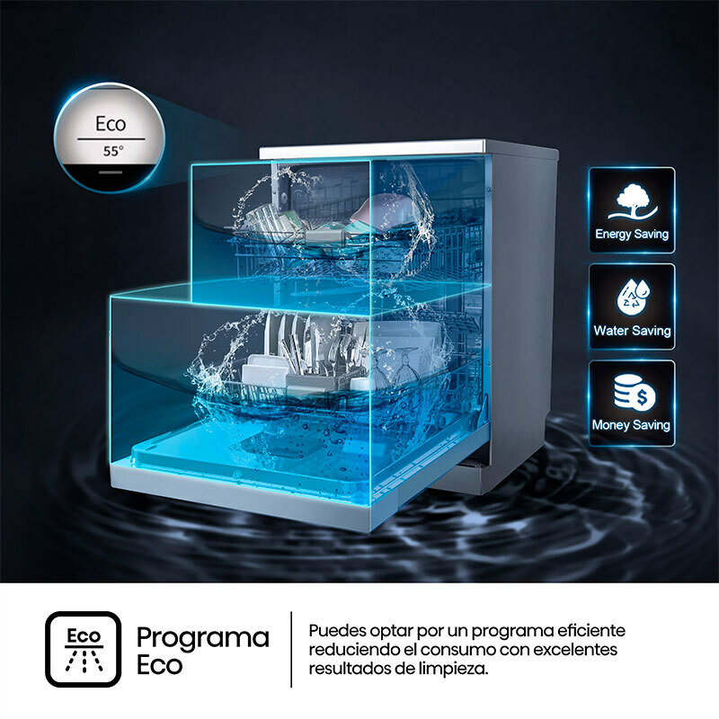 Lavavajillas Hisense HS642C60X – 14 servicios, Programas Auto/Eco, Apertura automática