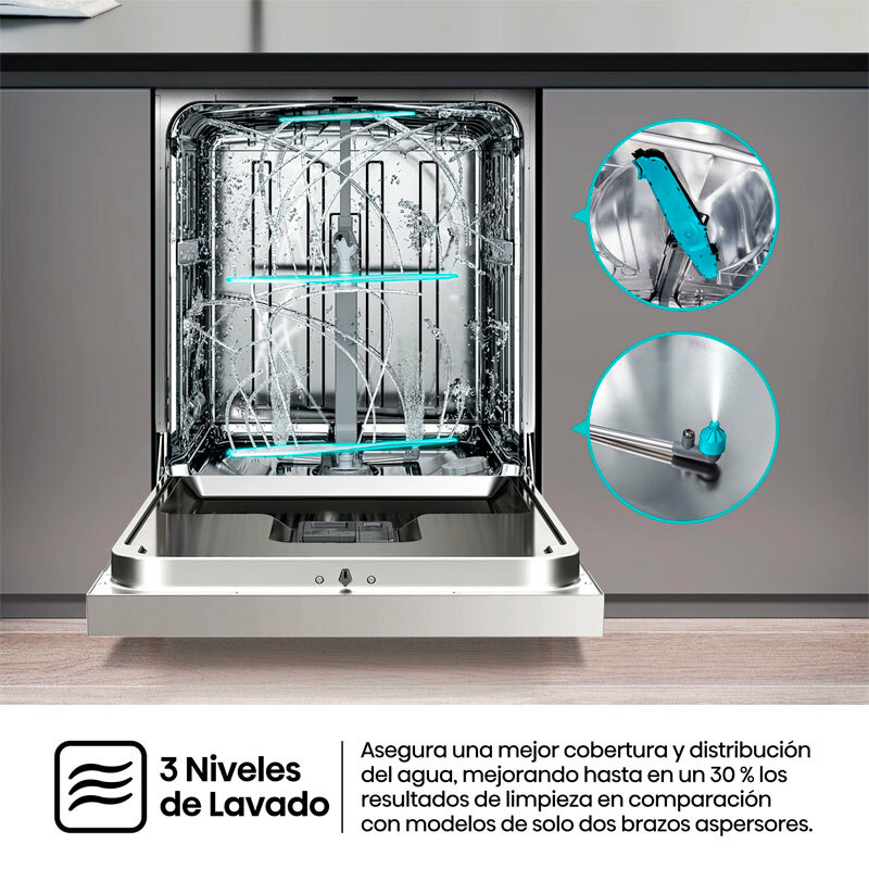 Lavavajillas libre instalación Hisense HS643C90W – 16 servicios, Secado auto, AquaStop