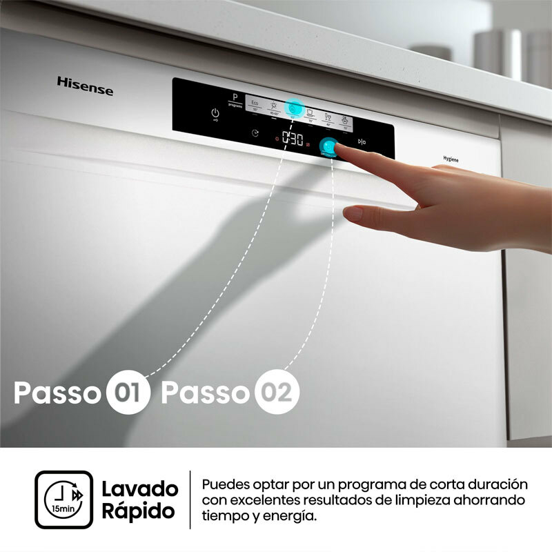 Lavavajillas libre instalación Hisense HS643C90W – 16 servicios, Secado auto, AquaStop