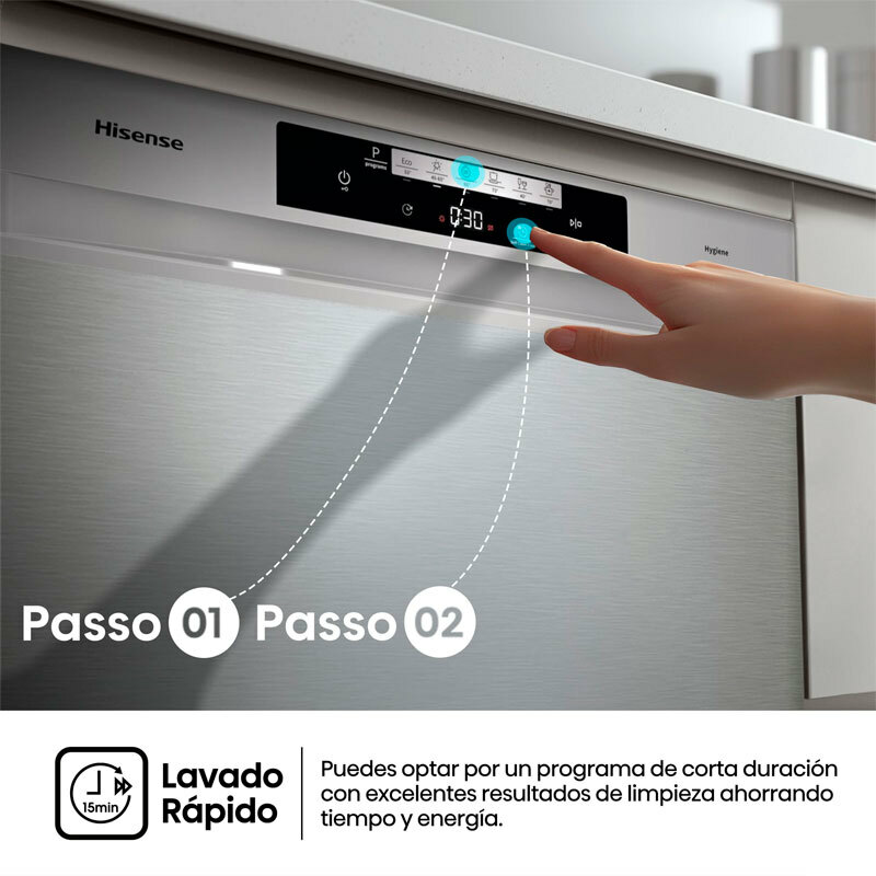 Lavavajillas Hisense HS643C90X – 16 servicios, Inox 60 cm, AquaStop