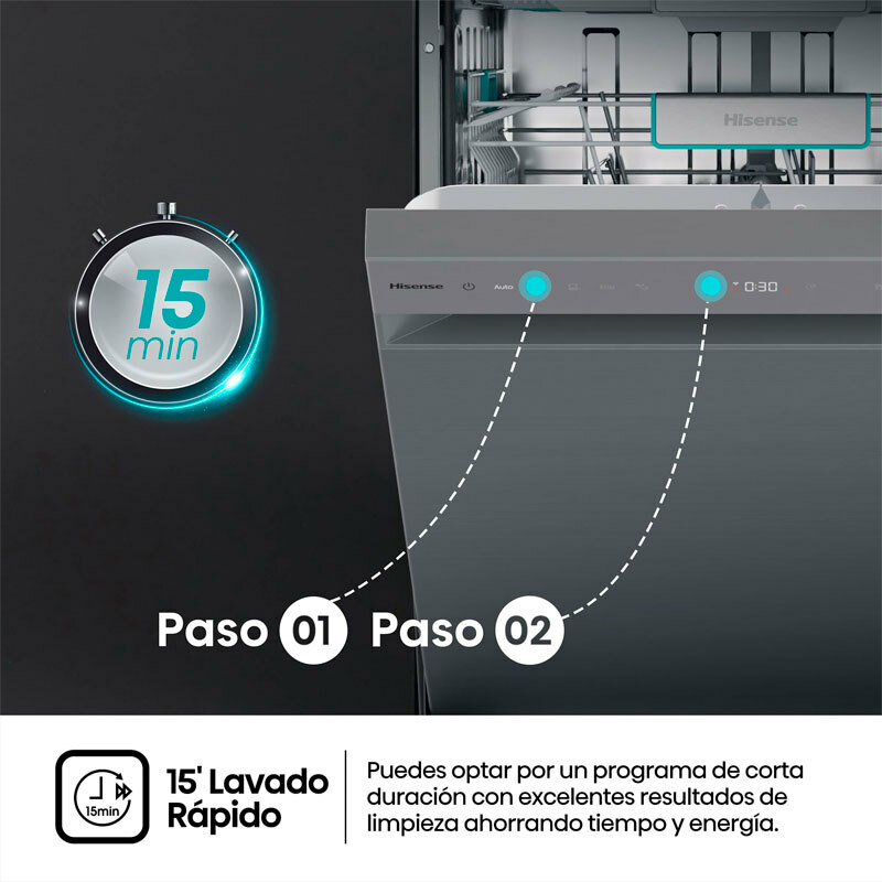 Lavavajillas Hisense HS673A90X – 16 servicios, Clase A, Wi‑Fi
