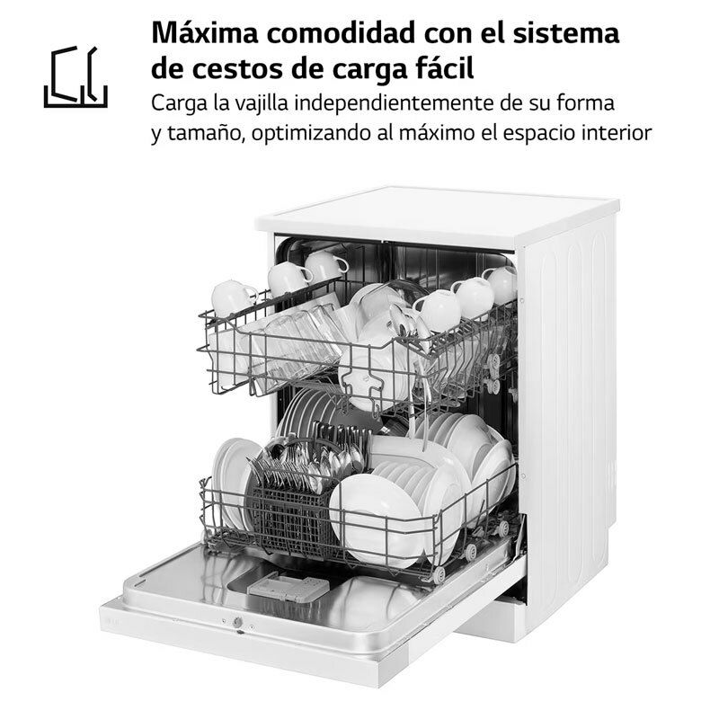 Lavavajillas libre instalación LG DF030FW – 13 servicios, 60 cm, Motor Inverter