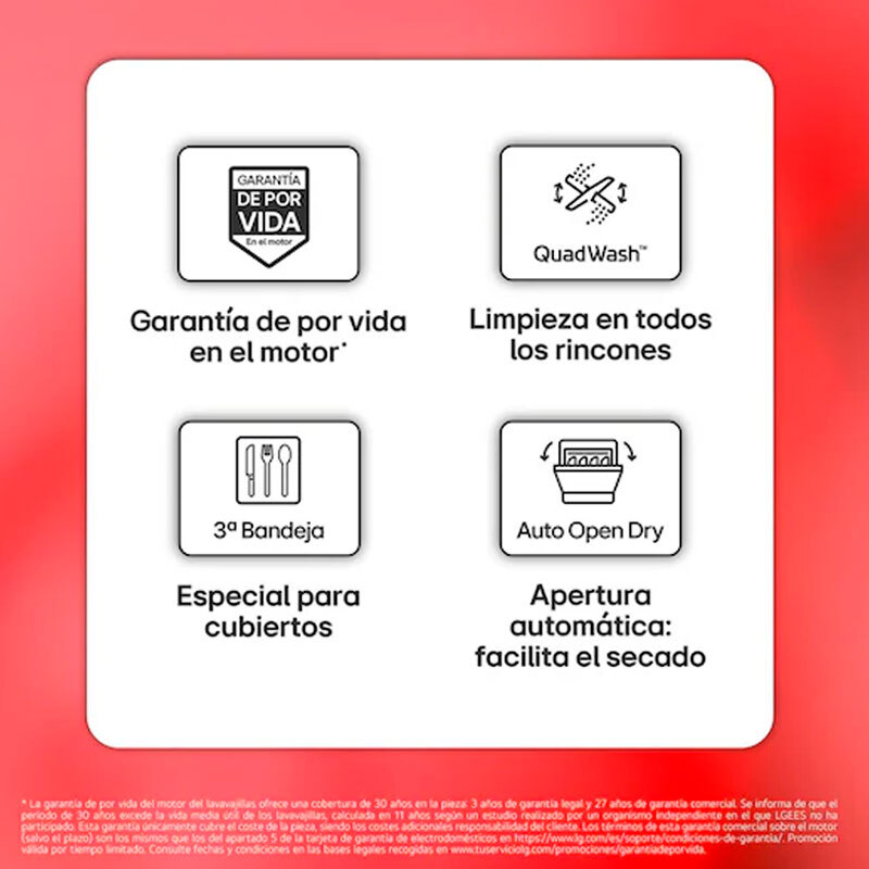 Lavavajillas LG DF273FV – 14 servicios, QuadWash, Inverter Direct Drive