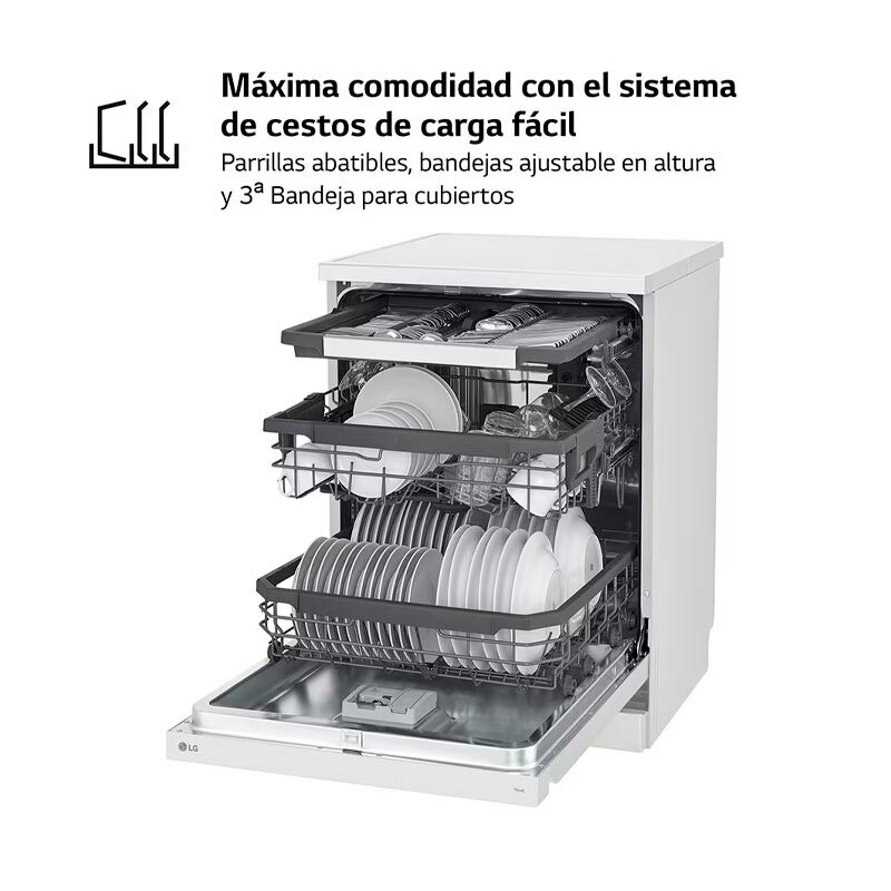 Lavavajillas LG DF355FW – 14 servicios, QuadWash, Inverter Direct Drive