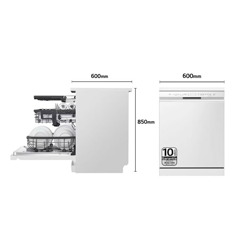 Lavavajillas LG DF355FW – 14 servicios, QuadWash, Inverter Direct Drive