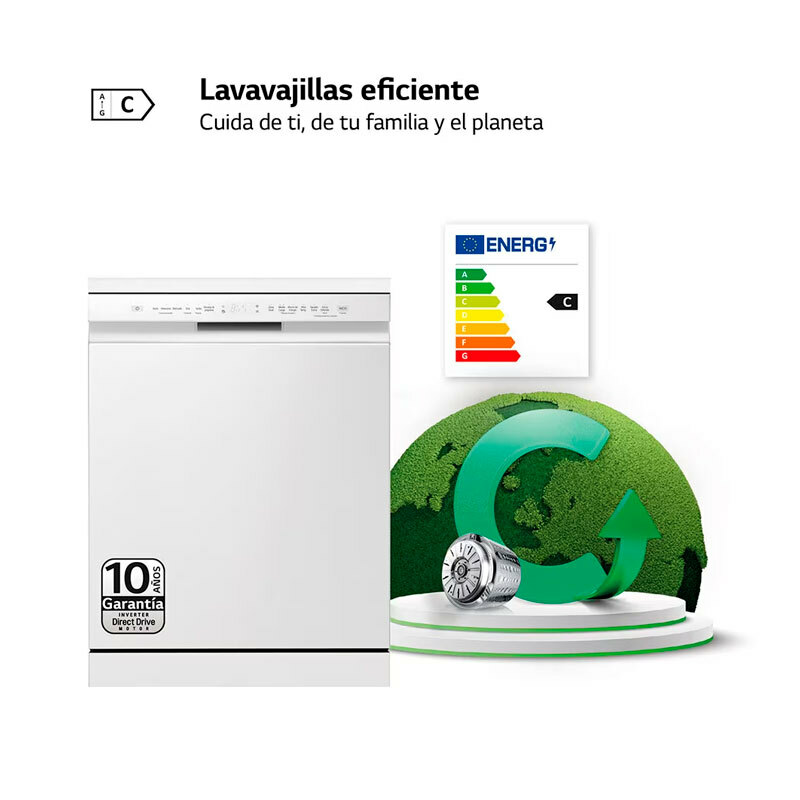 Lavavajillas LG DF355FW – 14 servicios, QuadWash, Inverter Direct Drive