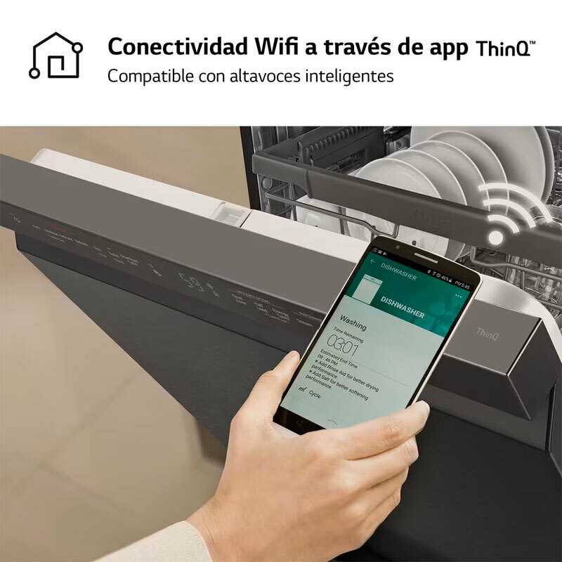 Lavavajillas independiente LG DF365FMS – 14 servicios, QuadWash y TrueSteam, Wi‑Fi ThinQ