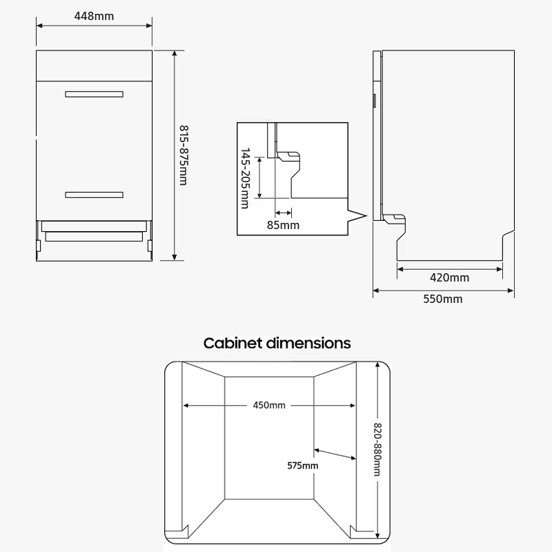 Lavavajillas integrable Samsung DW50DG450B00ET – 10 servicios, Apertura automática, AquaStop anti-fugas