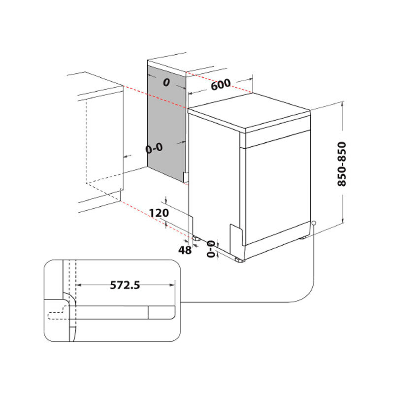 Lavavajillas independiente Whirlpool WFC 3C34 P X – 14 servicios, 9,5 L/ciclo, 44 dB