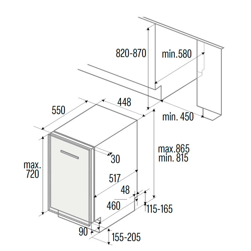 Lavavajillas integrable Cata LVI 47010 – 45 cm, 10 servicios, 47 dB