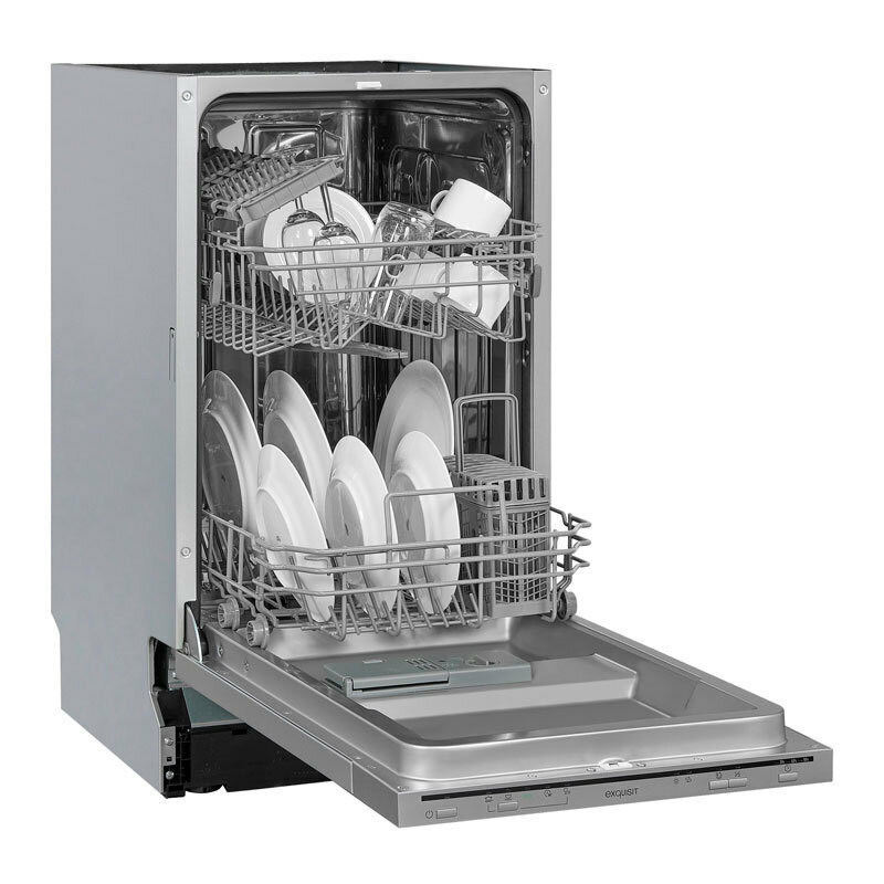 Lavavajillas integrable 45 cm Exquisit EGSP1009-E-030E – 9 servicios, Clase E, Cuba inox