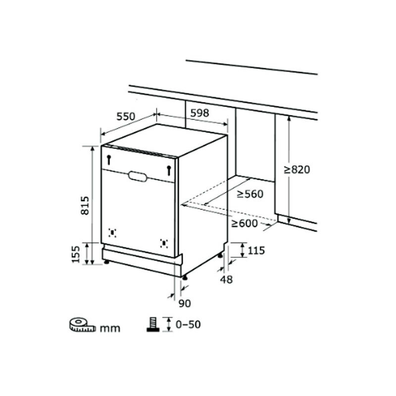 Lavavajillas integrable 60 cm Exquisit EGSP6012-E-030E – 12 servicios, 11 L/ciclo Eco, 47 dB