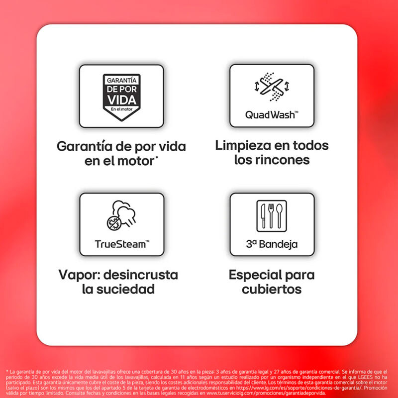 Lavavajillas integrable LG DB375TXS – 14 servicios, Clase A, QuadWash y TrueSteam