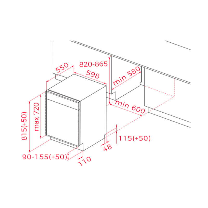 Lavavajillas integrable Teka DFI46740 – 14 servicios, Tercera bandeja MultiFlex3, Apertura automática PremiumDry