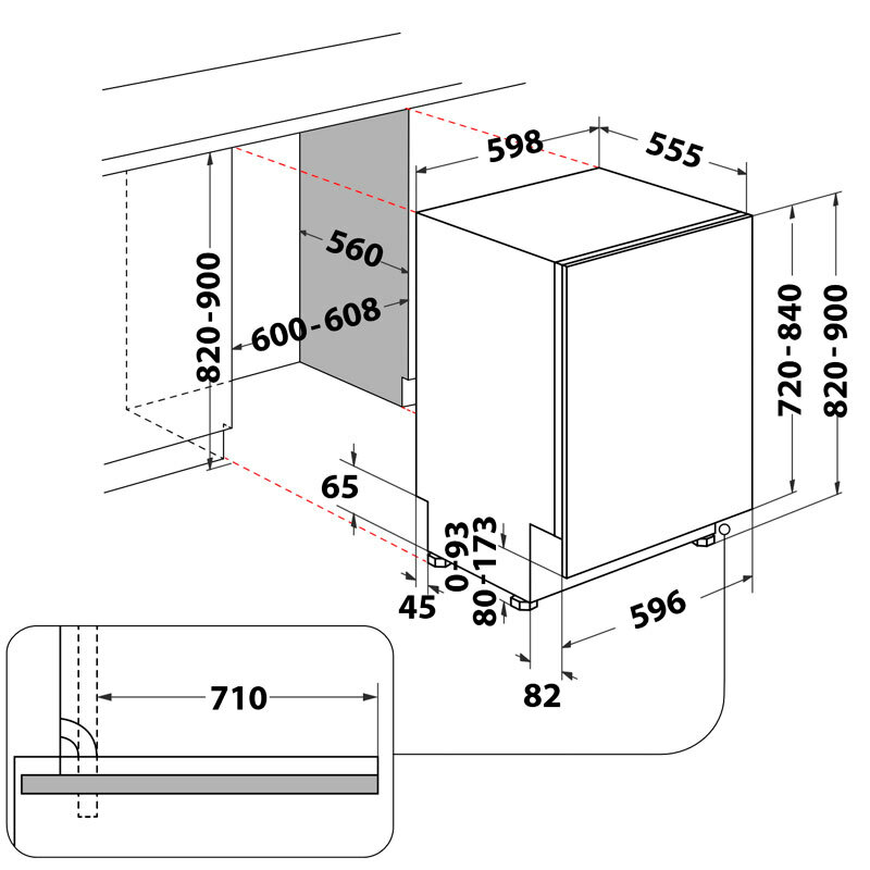 Lavavajillas integrable 60 cm Whirlpool WH7IA115B2M3TUS0 – 15 servicios, Clase A, Motor Inverter 10 años