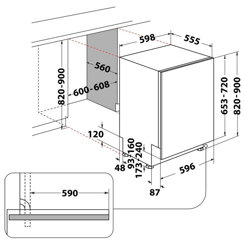Lavavajillas integrable Whirlpool W2I HD526 A – 14 servicios, 9 programas, AquaStop