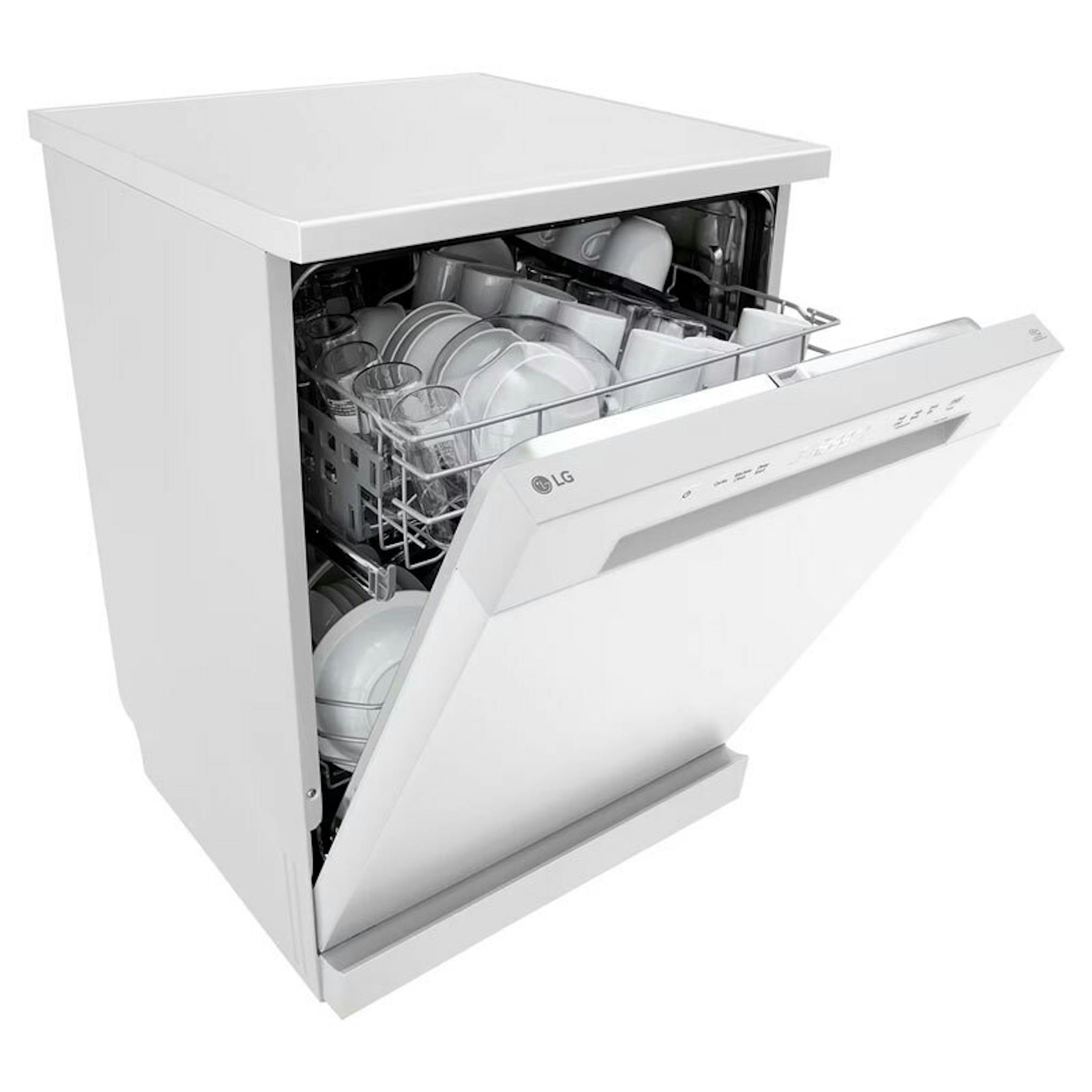 Lavavajillas LG DF142FW blanco con la puerta abierta