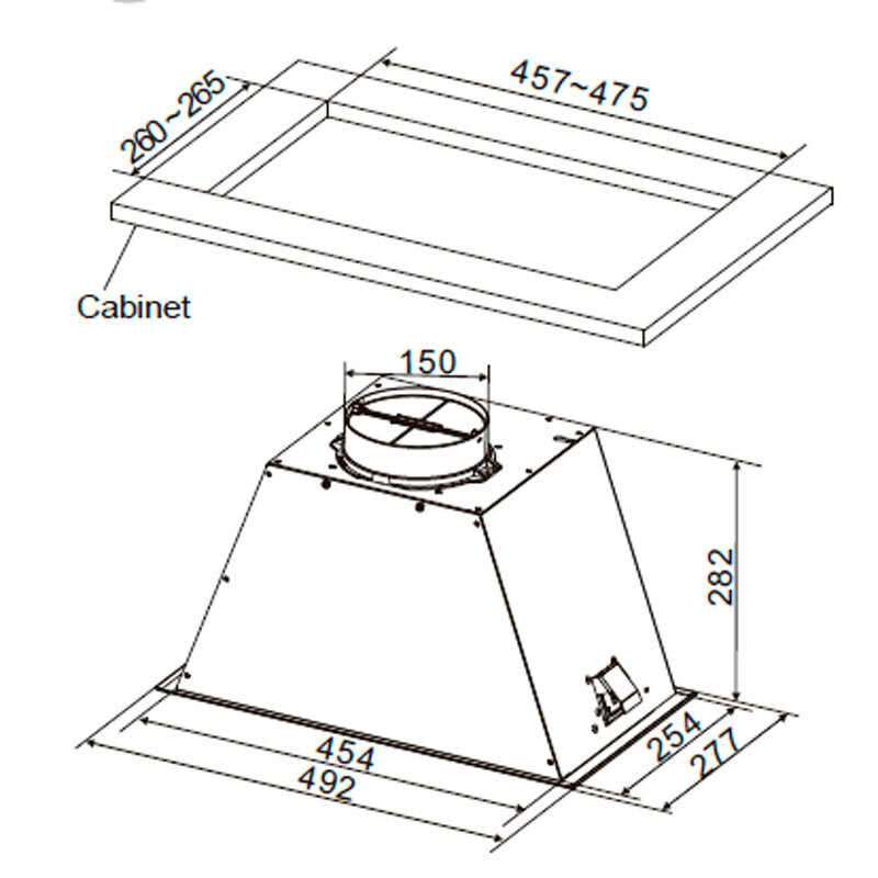 Grupo filtrante bajo mueble Cata GTPLUS45WH/M – 645 m³/h, Silencioso 65 dB, Filtros lavables