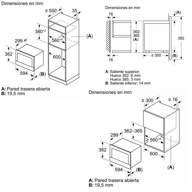 Microondas integrable Bosch BER7321B1 – 21 L, 900 W, Interior cerámico