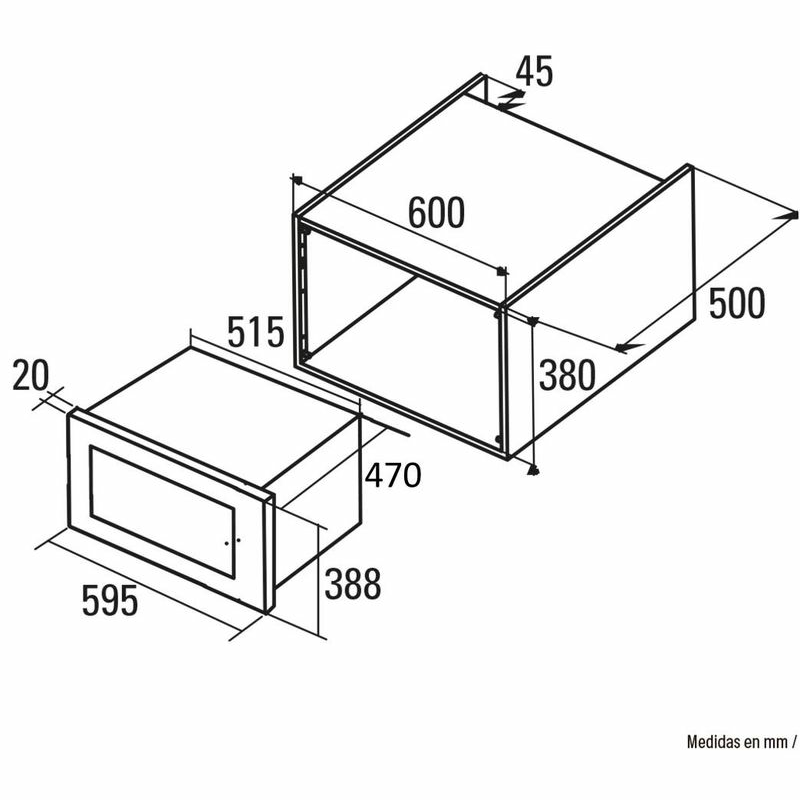 Microondas integrable CATA MC 32 DC – 32 L, Convección y Grill 1.100 W, Display LCD