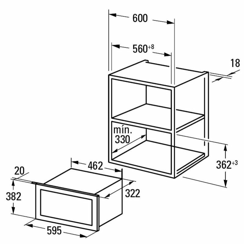 Microondas integrable CATA MMA 20 WH – 20 L, 800 W, Grill 1000 W