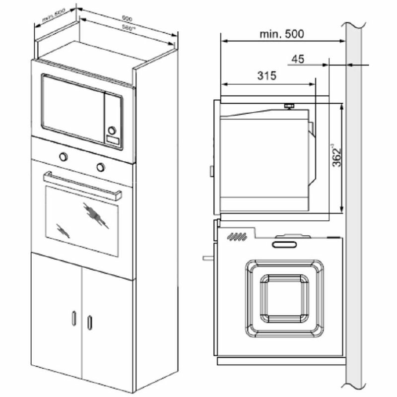 Microondas integrable Fagor 3MWB201CEGX – 20 L, 800 W, Grill 1000 W