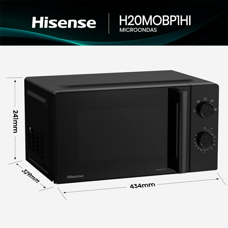 Microondas Hisense H20MOBP1HI – 20 L, Inverter, 700 W