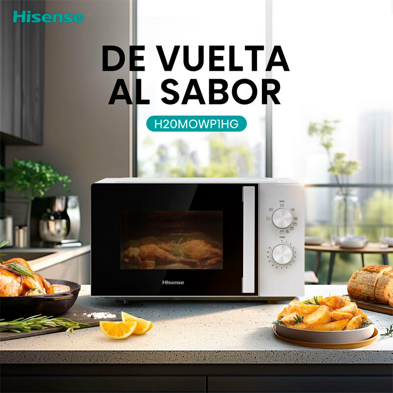 Microondas Hisense H20MOWP1HG – 20 L, 700 W, Grill 800 W