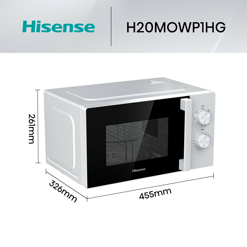 Microondas Hisense H20MOWP1HG – 20 L, 700 W, Grill 800 W