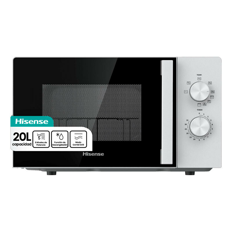 Microondas Hisense H20MOWP1HG – 20 L, 700 W, Grill 800 W