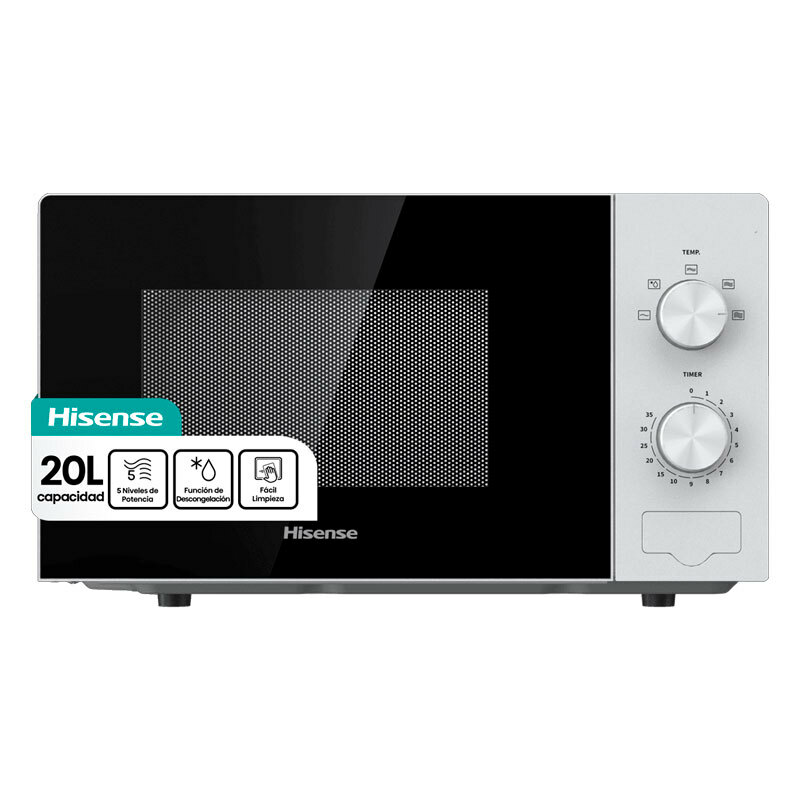 Microondas sobremesa Hisense H20MOWP1 – 20 L, 700 W, Bloqueo infantil