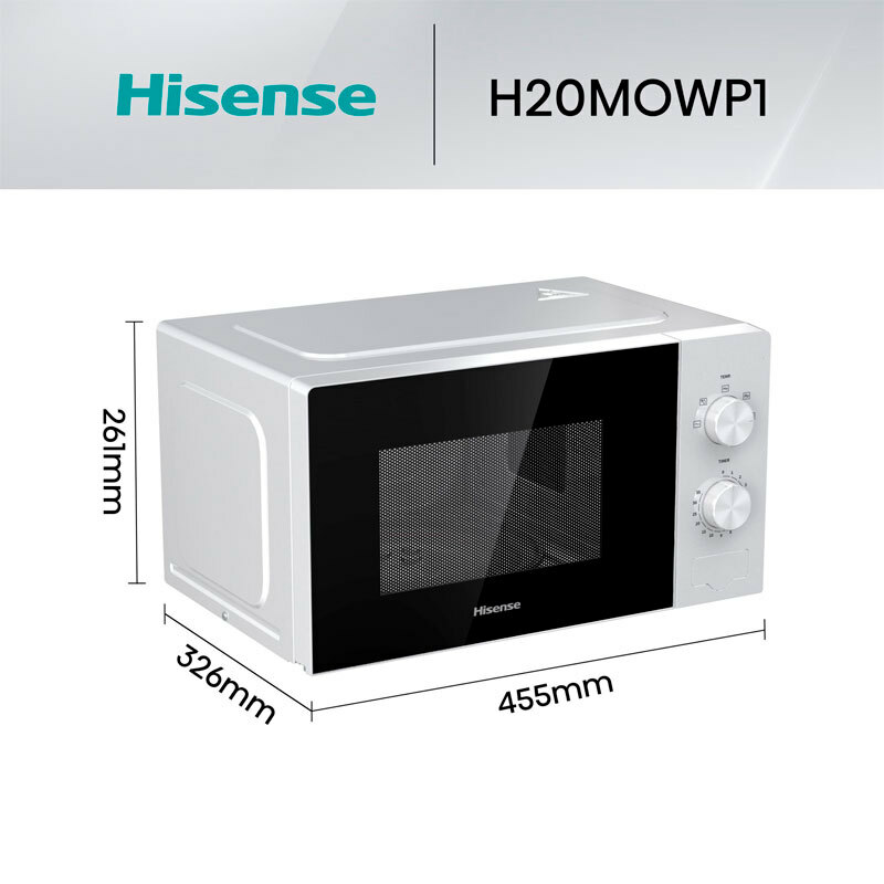 Microondas sobremesa Hisense H20MOWP1 – 20 L, 700 W, Bloqueo infantil
