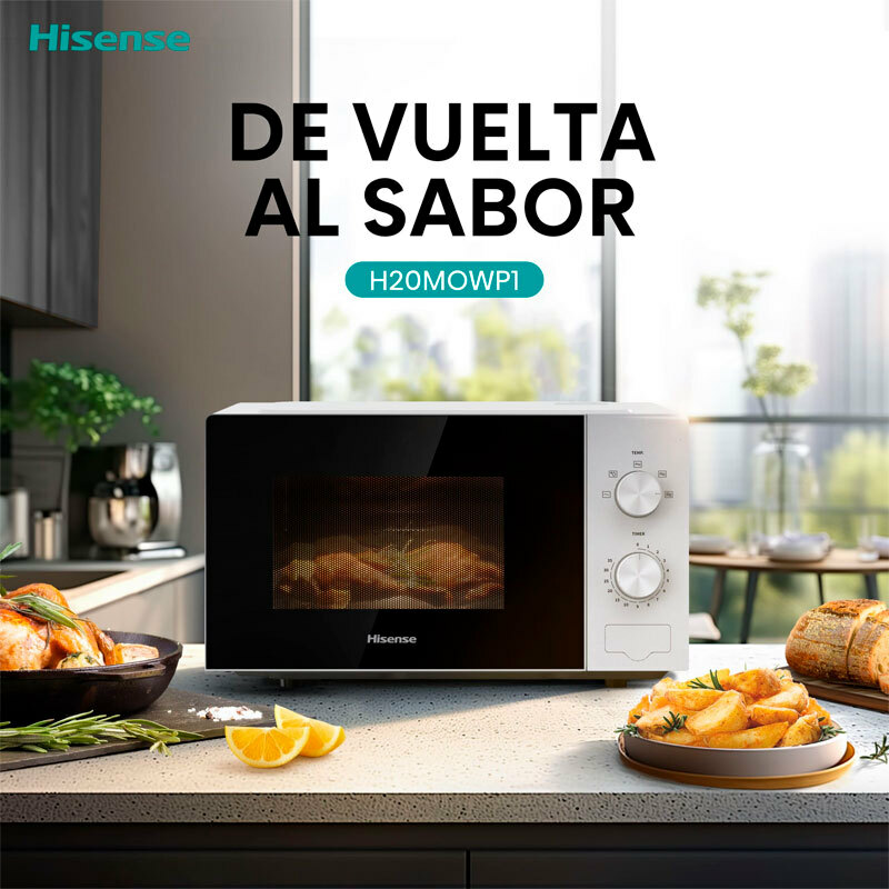Microondas sobremesa Hisense H20MOWP1 – 20 L, 700 W, Bloqueo infantil