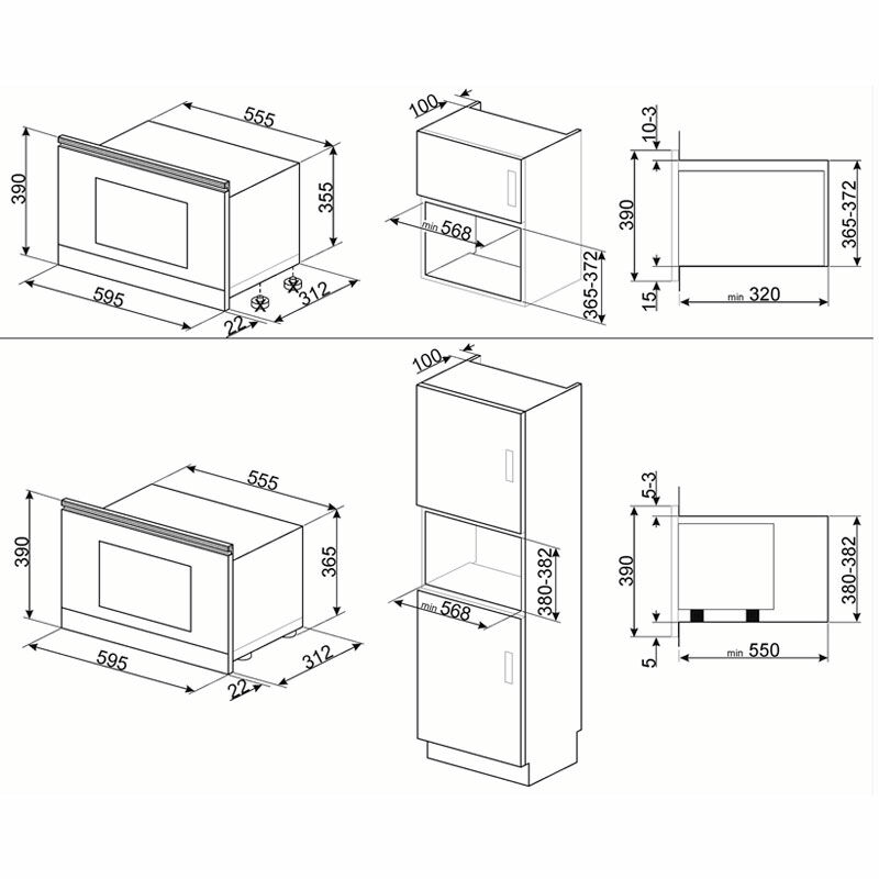 Microondas integrable Smeg MP722PO – 23 L, 850 W microondas, Grill 1250 W