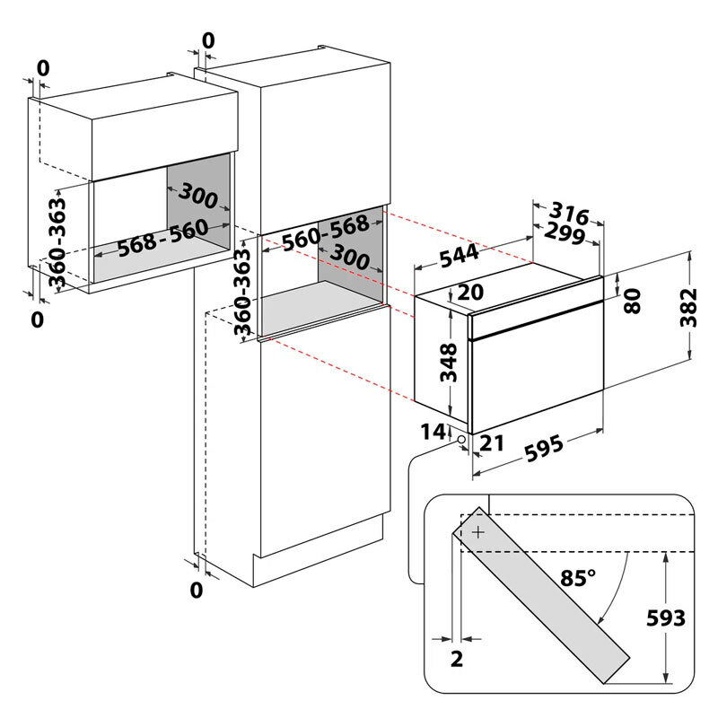 Microondas integrable Whirlpool MBNA900B – 22 L, 750 W, Display LCD