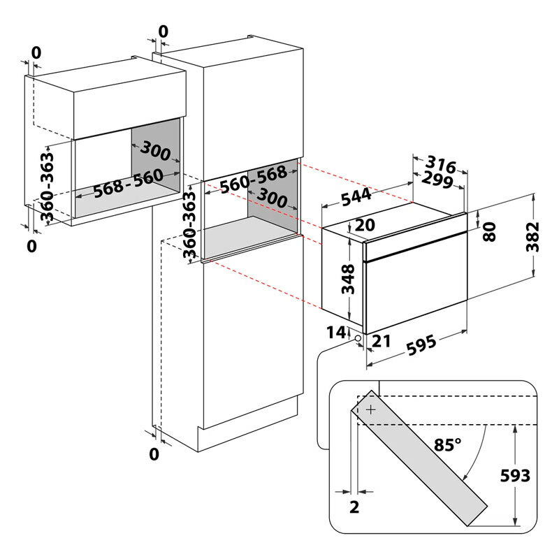 Microondas integrable Whirlpool MBNA900X – 22 L, 750 W, Inox