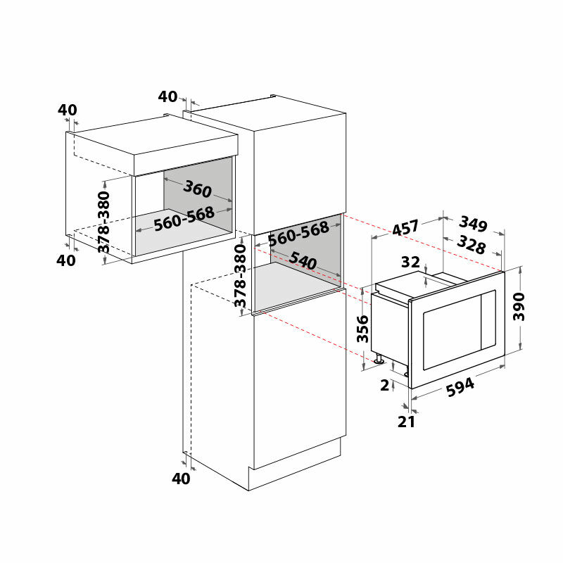 Microondas Integrable Whirlpool WMF201G – 20 L, 800 W microondas, Grill 1000 W
