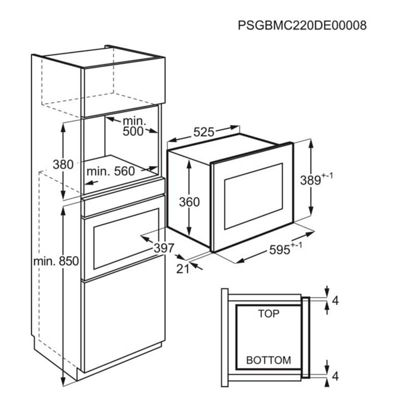 Microondas integrable AEG OMB6G261TT – 26 L, 900 W, Grill 800 W