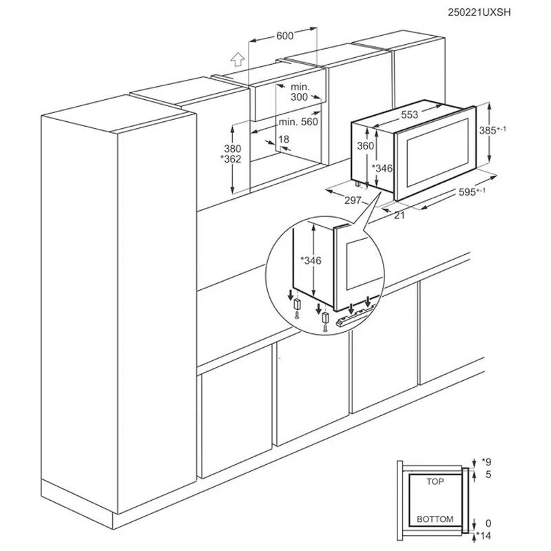 Microondas integrable AEG OS5MG20EB – 20 L, 800 W, Grill 1.000 W