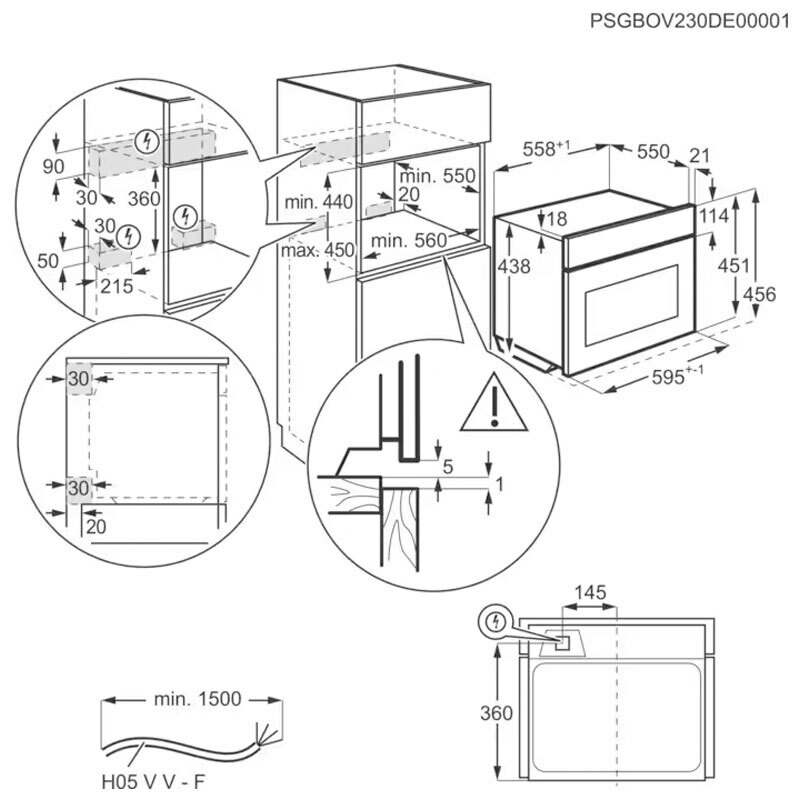Microondas integrable AEG TM5NK401B – 44 L, 1000 W microondas, Grill 1200 W