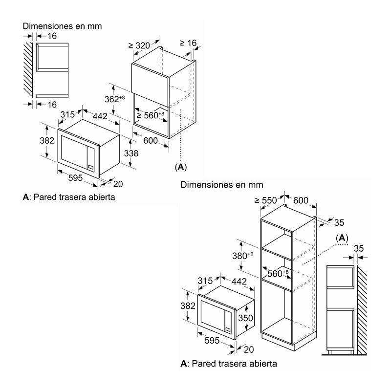 Microondas integrable Balay 3CG6142B4 – 20 L, 800 W microondas, Grill 1000 W