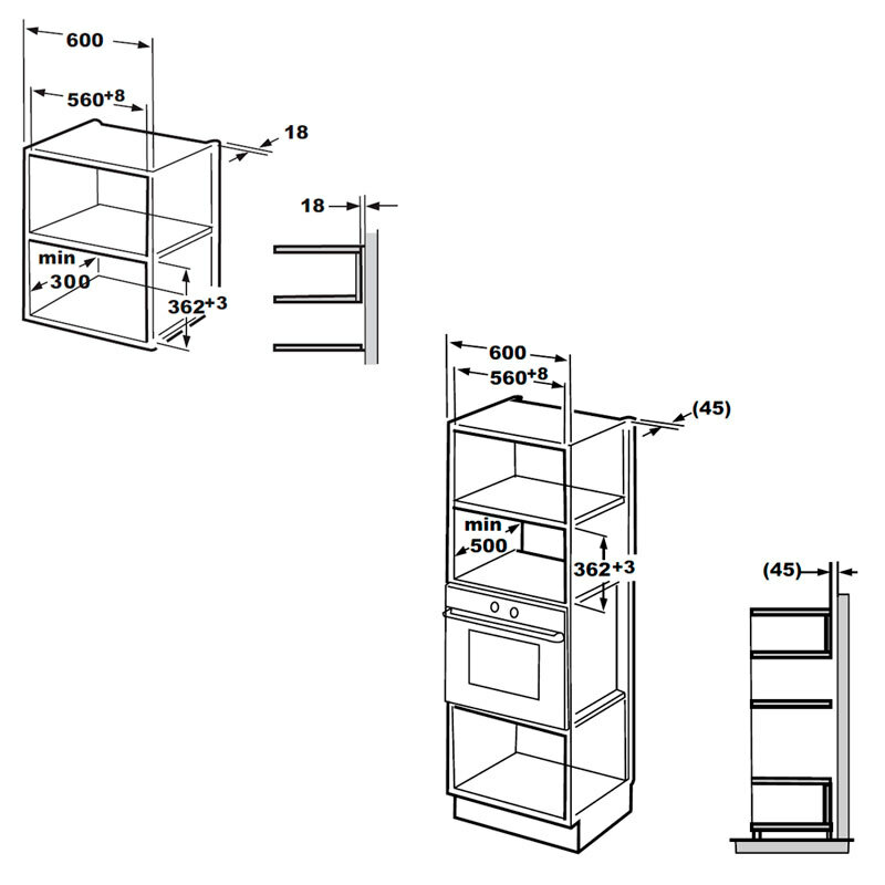 Microondas integrable Midea MBMAG720A-X – 17L, grill 1050W, interior inox