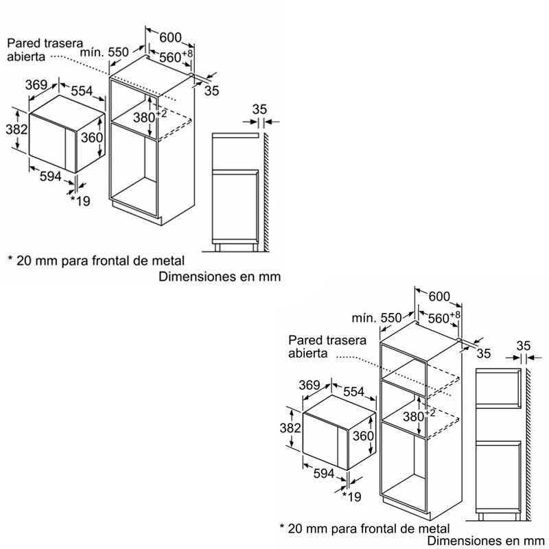 Microondas integrable Siemens BE555LMB1 – 25 L, 900 W microondas, Grill 1.200 W