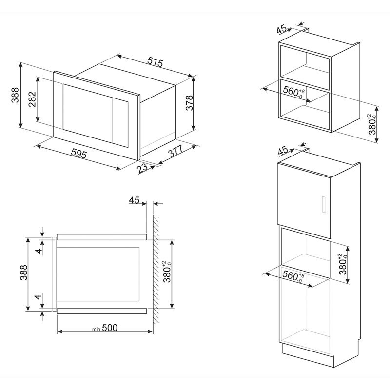 Microondas integrable Smeg FMI325X – 25 L, 900 W microondas, Grill 1.000 W