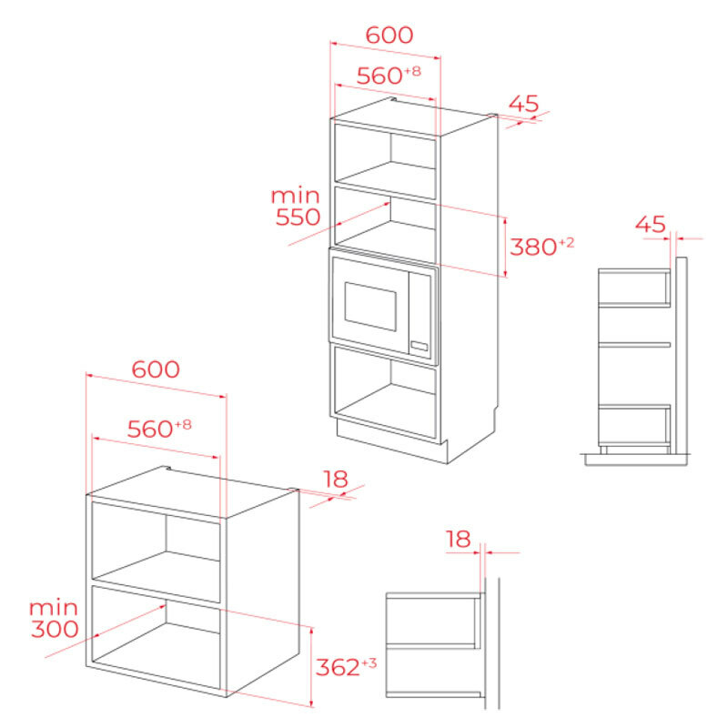 Microondas integrable Teka ML 820 FI WH – 20 L, 800 W, Cristal blanco