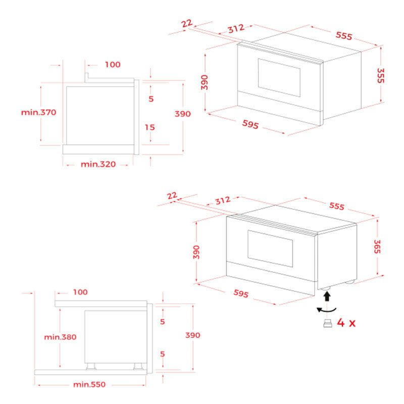 Microondas integrable Teka MS6220BIS L – 22 L, Base cerámica, Grill 1200 W
