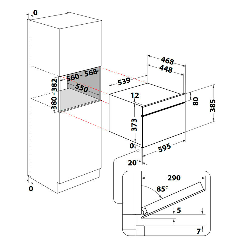Microondas integrable Whirlpool WMD44MB – 31 L, 1000 W, Grill 800 W